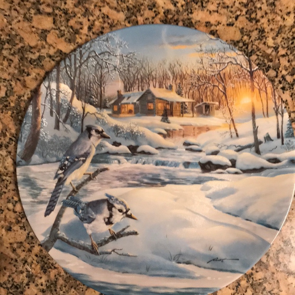 Twilight Serenade plate with Blue Jays